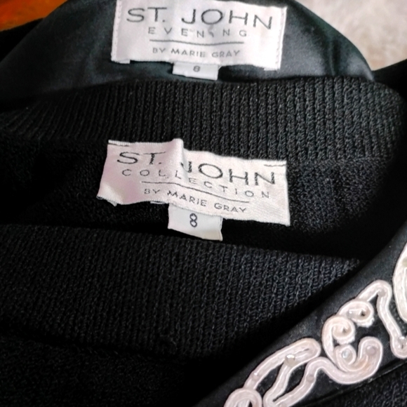 SALE! ST JOHN EVENING 8 SANTANA KNIT SOUTACHE LACE SWAROVSKI CRYSTAL SKIRT SUIT - Picture 9 of 12